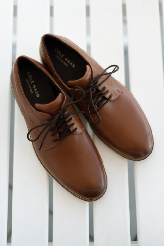 Groom’s polished shoes captured by The Deans Photography at The Reefhouse in Key Largo.