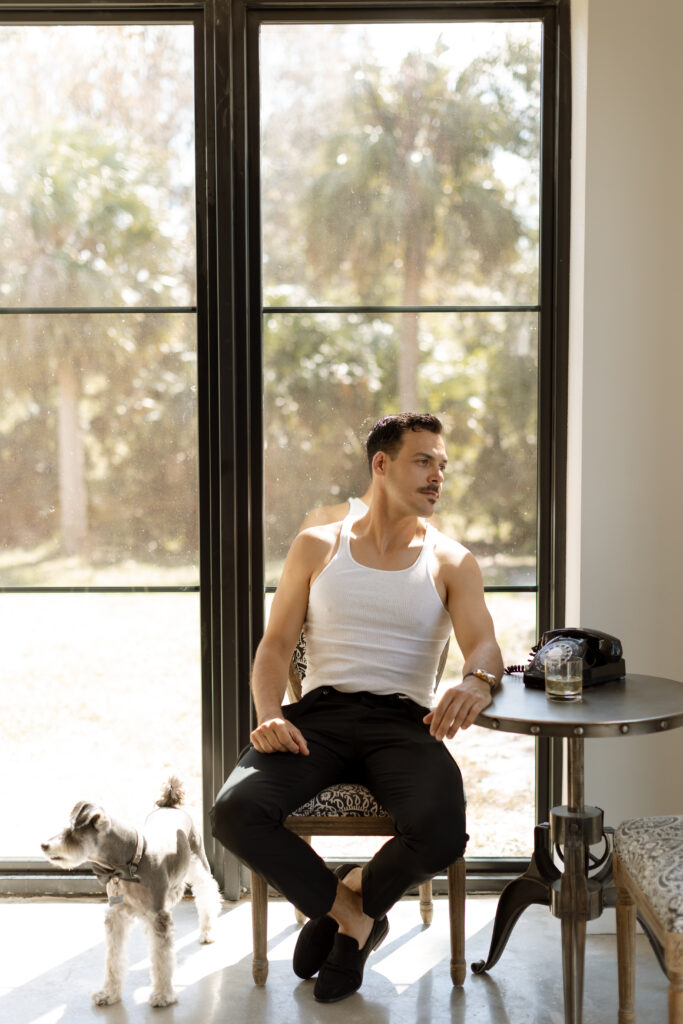 Groom in his suite at Lavender on the Lake, photographed by The Deans Photography