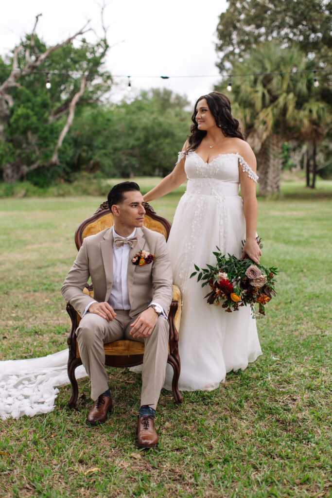 Intimate moment of couple at the garden party themed wedding, photographed by The Deans Photography.