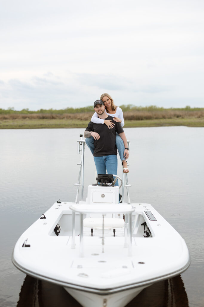 Couple sitting on their boat