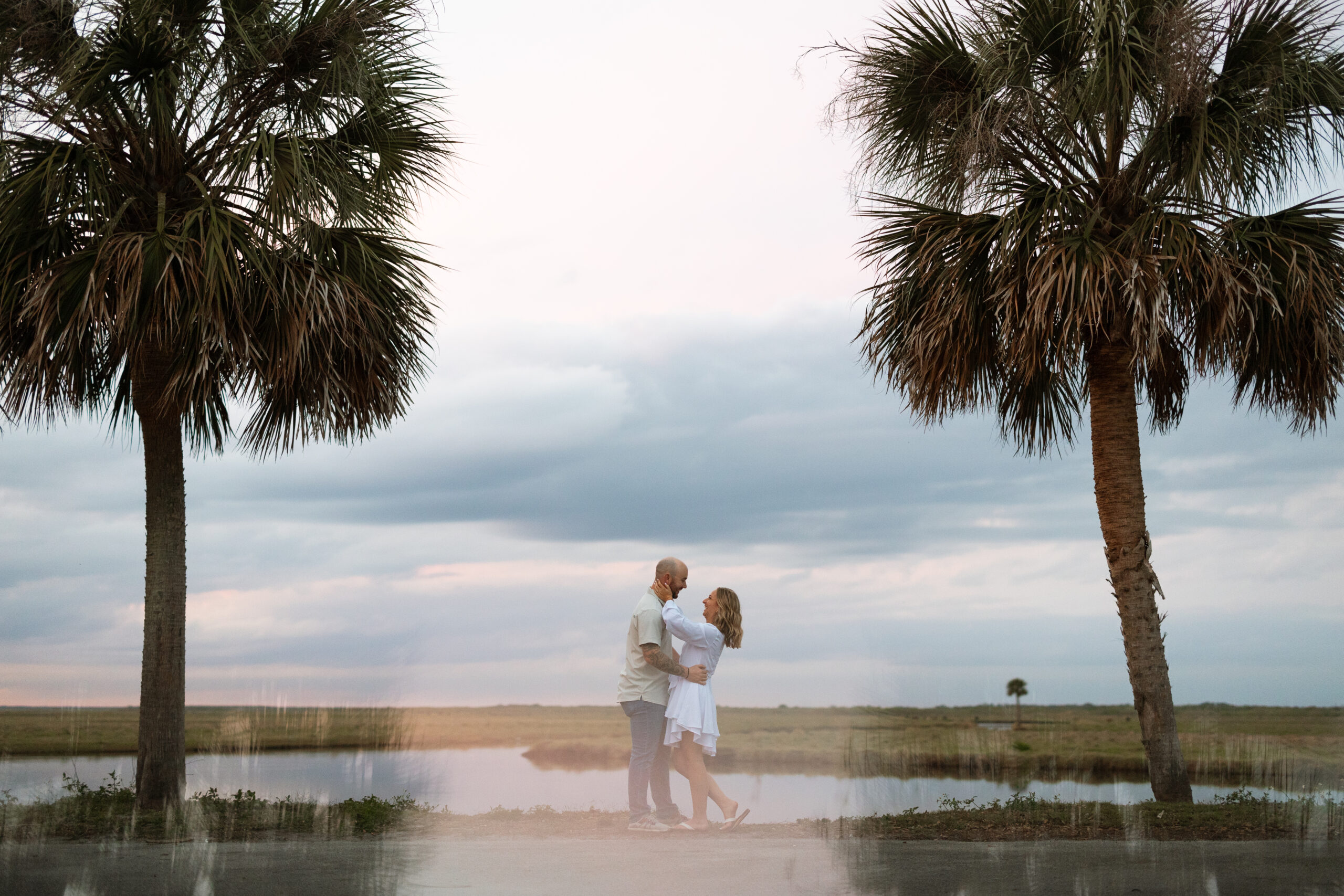 Romantic engagement session at sunset