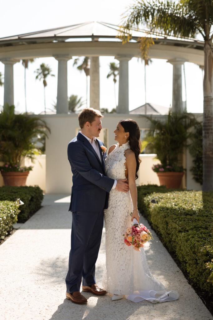Romantic couple's portraits during their elegant elopement in Vero Beach, Florida
