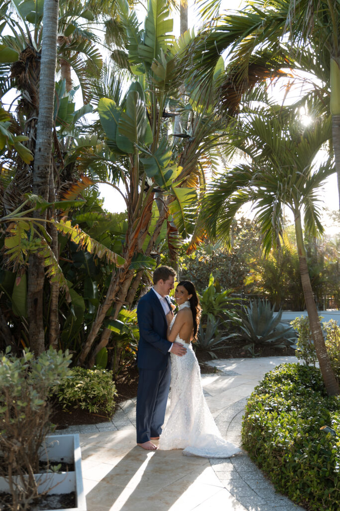 A romantic portrait of the couple at The Vero Beach Hotel.