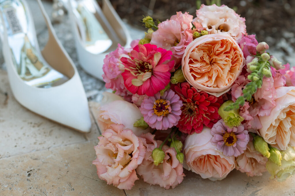 Bridal florals and shoe details