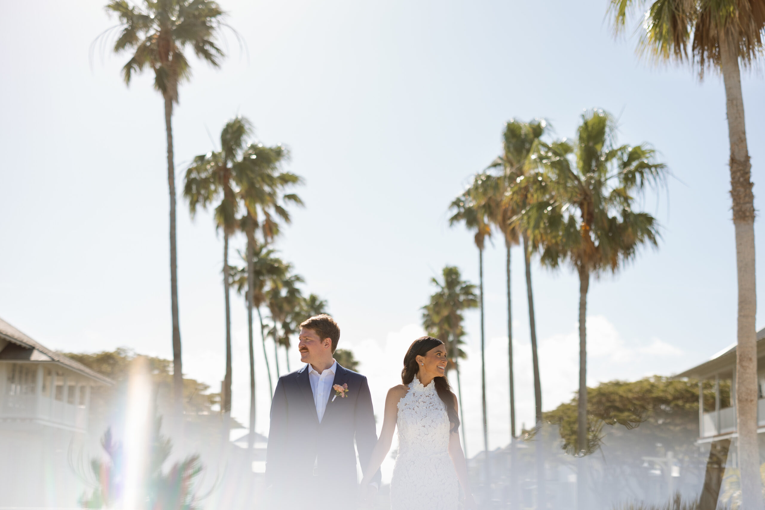 Romantic couple's portraits during their elegant elopement in Vero Beach, Florida