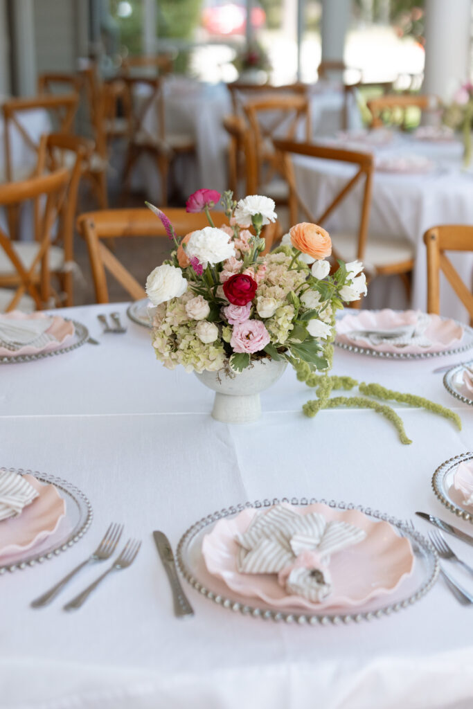 Central Florida baby shower photographer captures dreamy garden party baby shower setup.