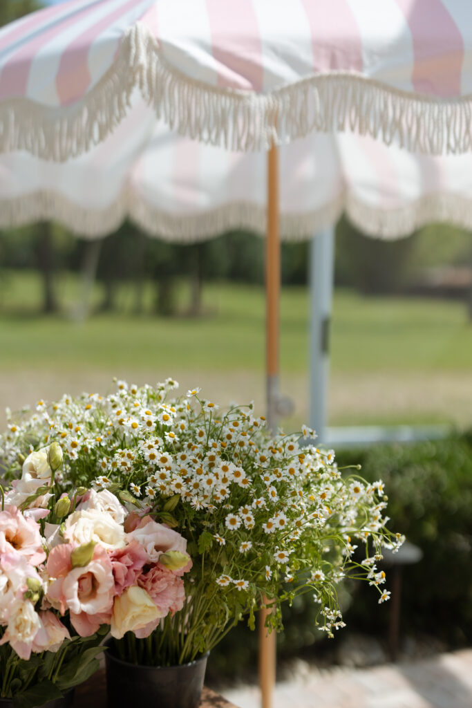 Floral details of pinks and greens