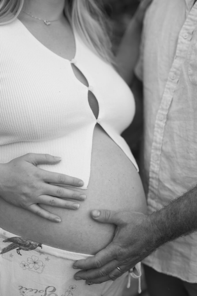 Close up of pregnant belly